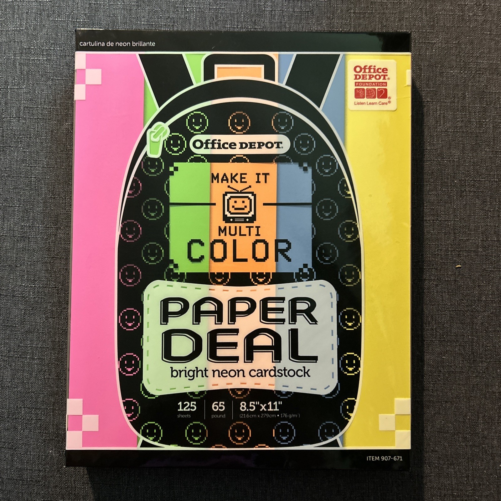 Office Depot 125-Sheets NEON Multi Color 125 sheets of 65 lb 8.5x 11″ Cardstock