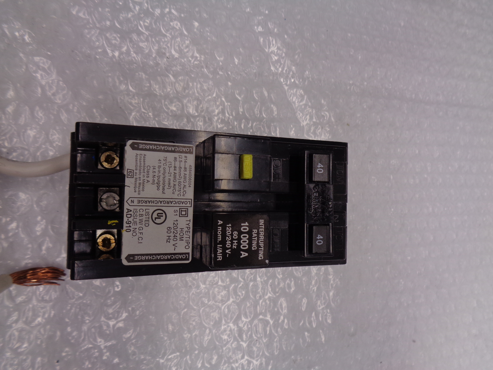 SQUARE D HOM240GFIC BREAKER 2POLE 40AMP NSMP