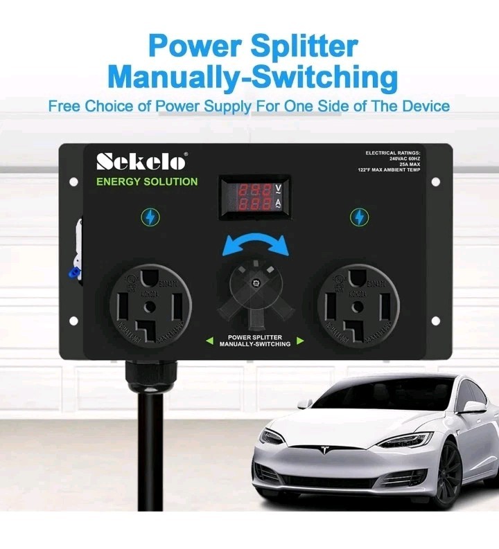 Manual EV Charging Switch for Dryer & EV, NEMA 14-30, 240V, 24A 5.76kW Max Po…