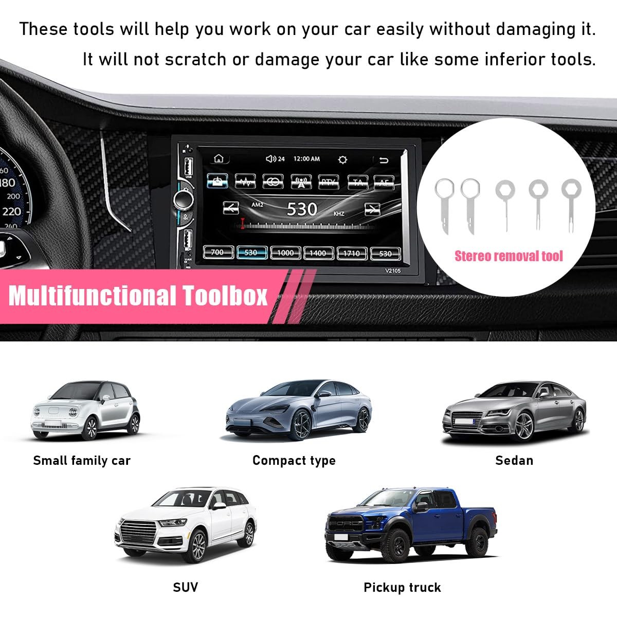 Suvnie 19PCS Trim Removal Tool Set, Car Panel Door 12.6×9.45×1.97 inches, Red