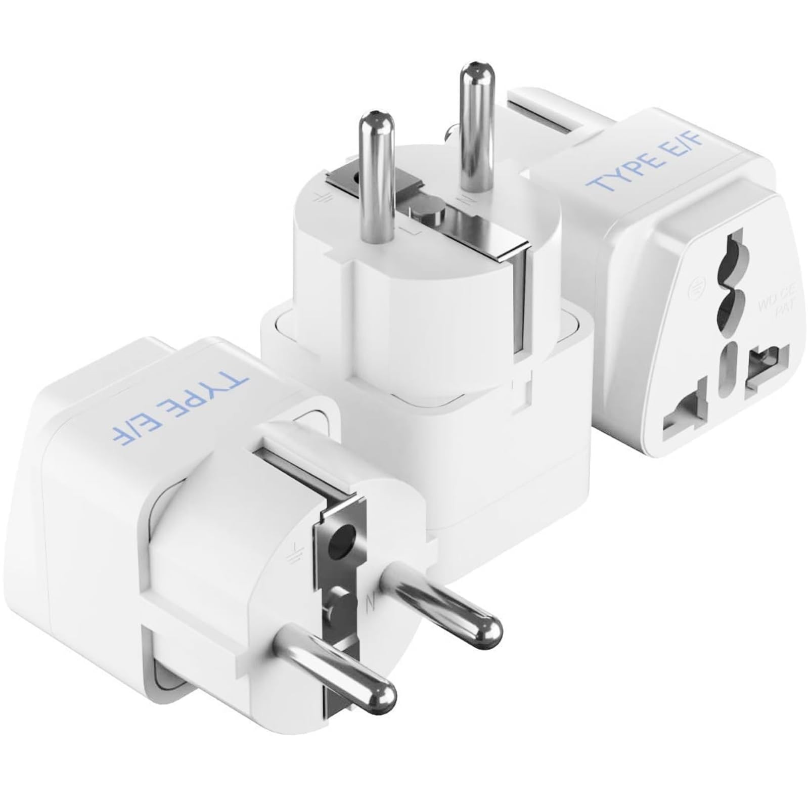 Schuko, Germany France Travel Power Adapter, Grounded European Plug Type E/F…