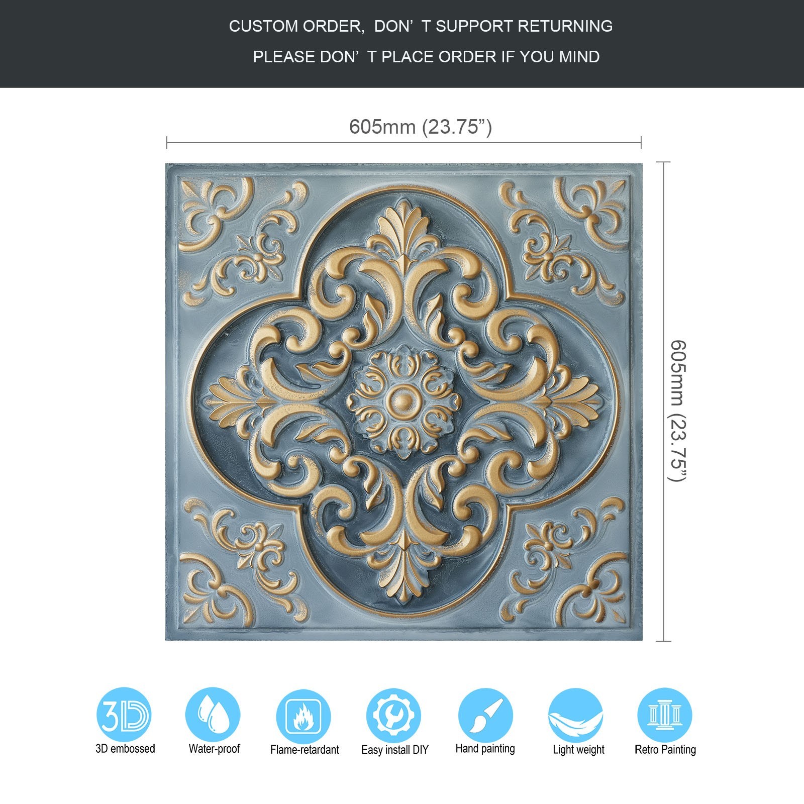 Decorative ceiling tile Emboss interior wall panel for Nightclub PL88 10Pcs