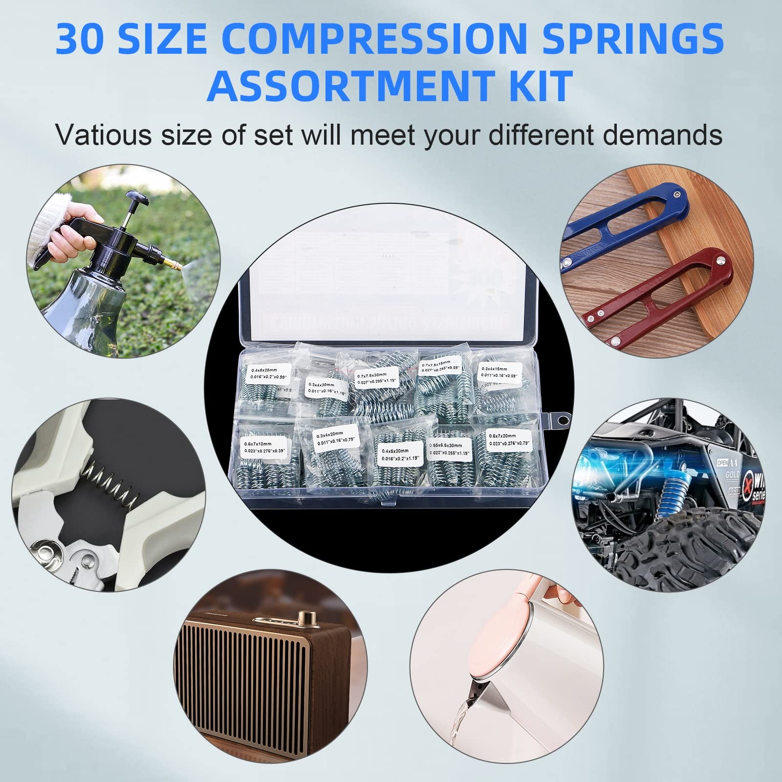 40 Different Sizes Compression Springs Assortment Kit, Stainless Steel Spring…
