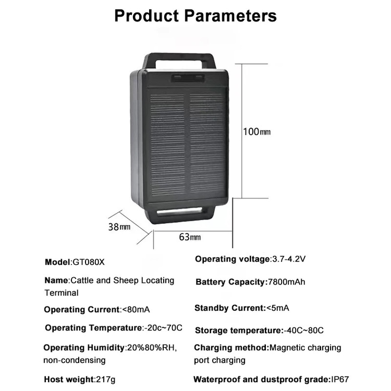 4G Solar GPS Tracker for Cattle Cow Horse Sheep IP67 Waterproof Livestock Tracki