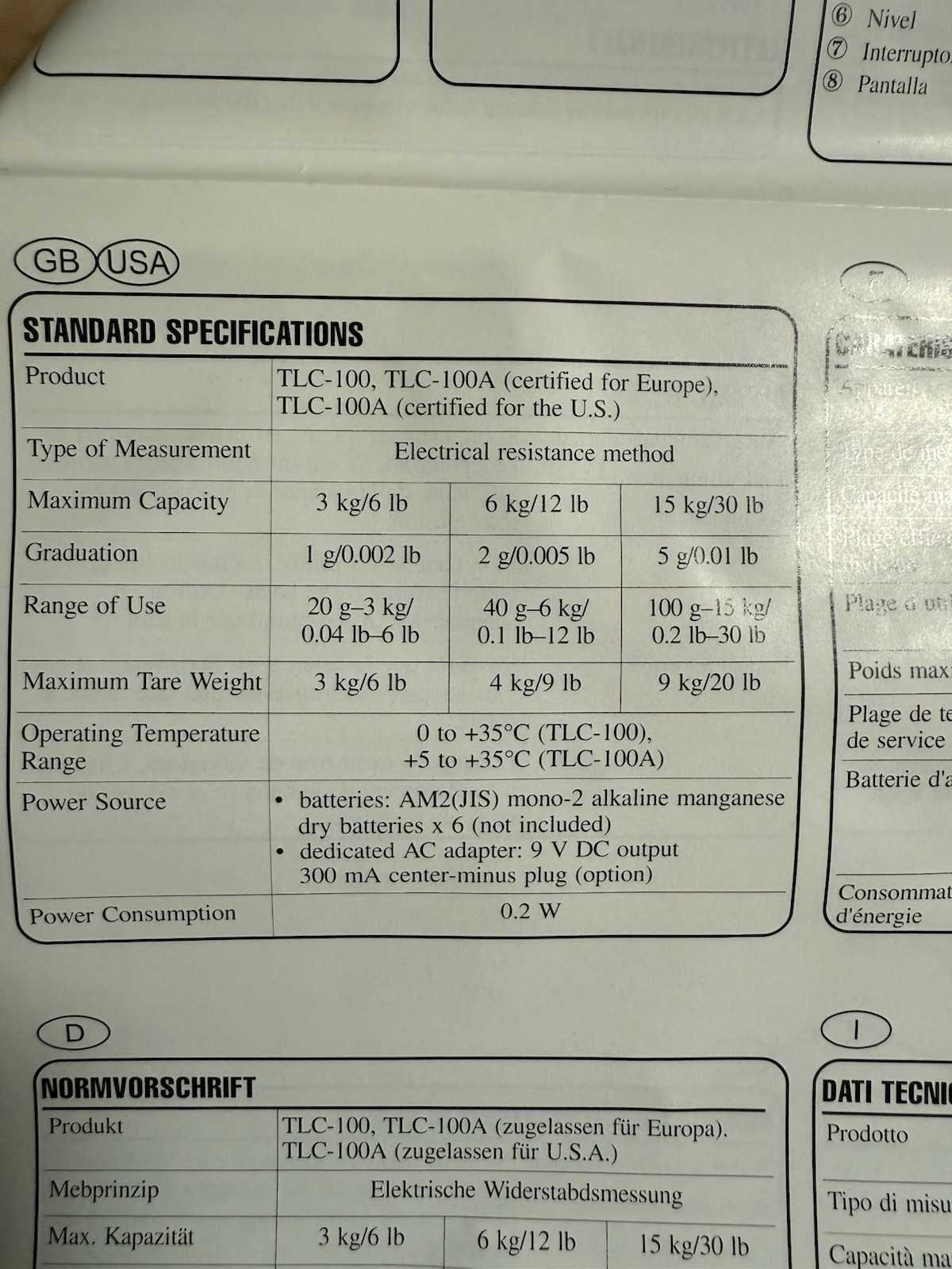 Tanita TLC-100 Electronic Scale Electronic Scale No 2115 3Kg Boxed
