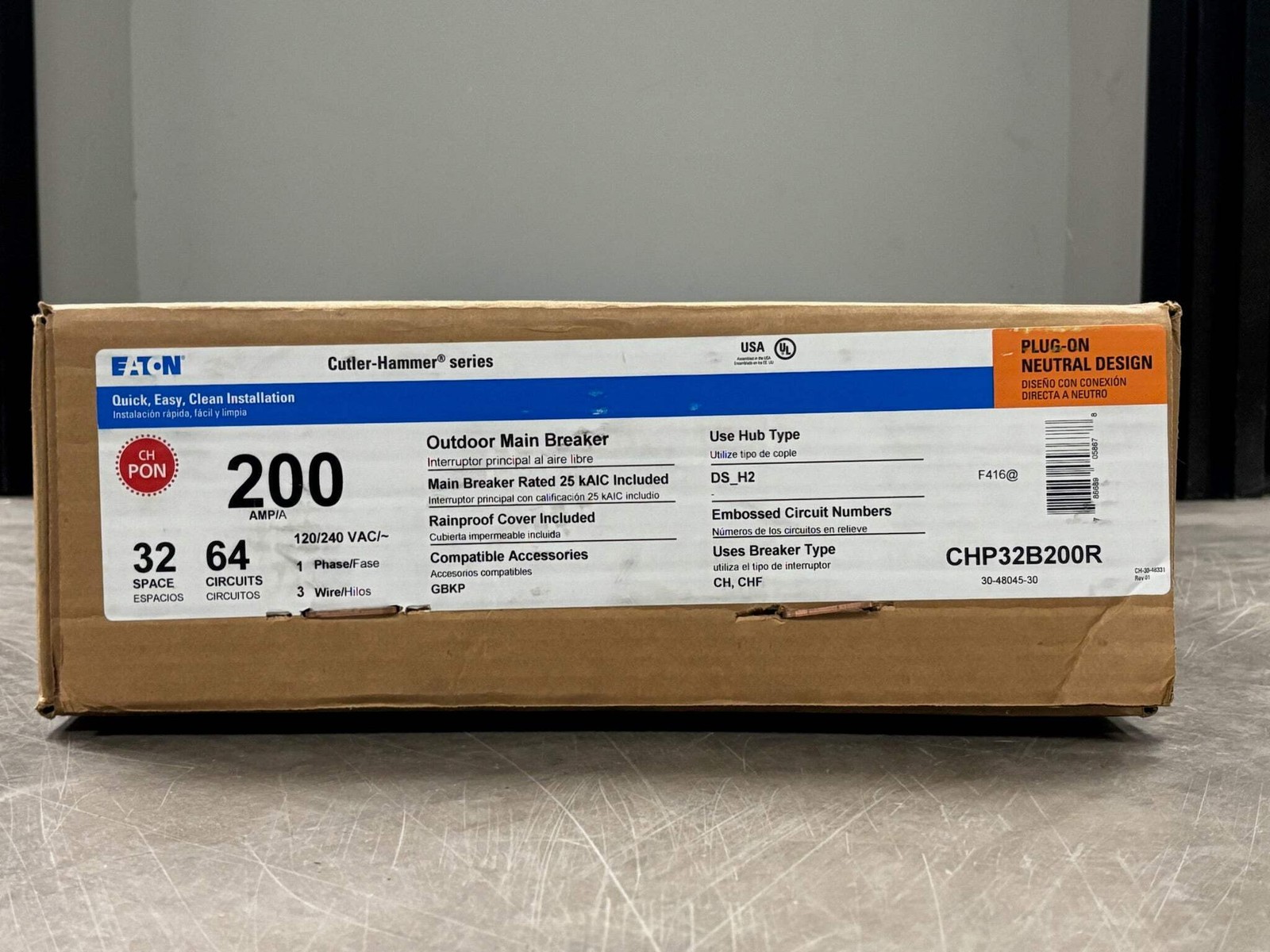Eaton CHP32B200R Cutler-Hammer Plug-On Neutral Design Series 200 AMP