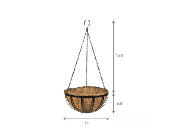 Vigoro 14 in. Dia English Black Metal Hanging Basket with Coco Liner- 4 PACK