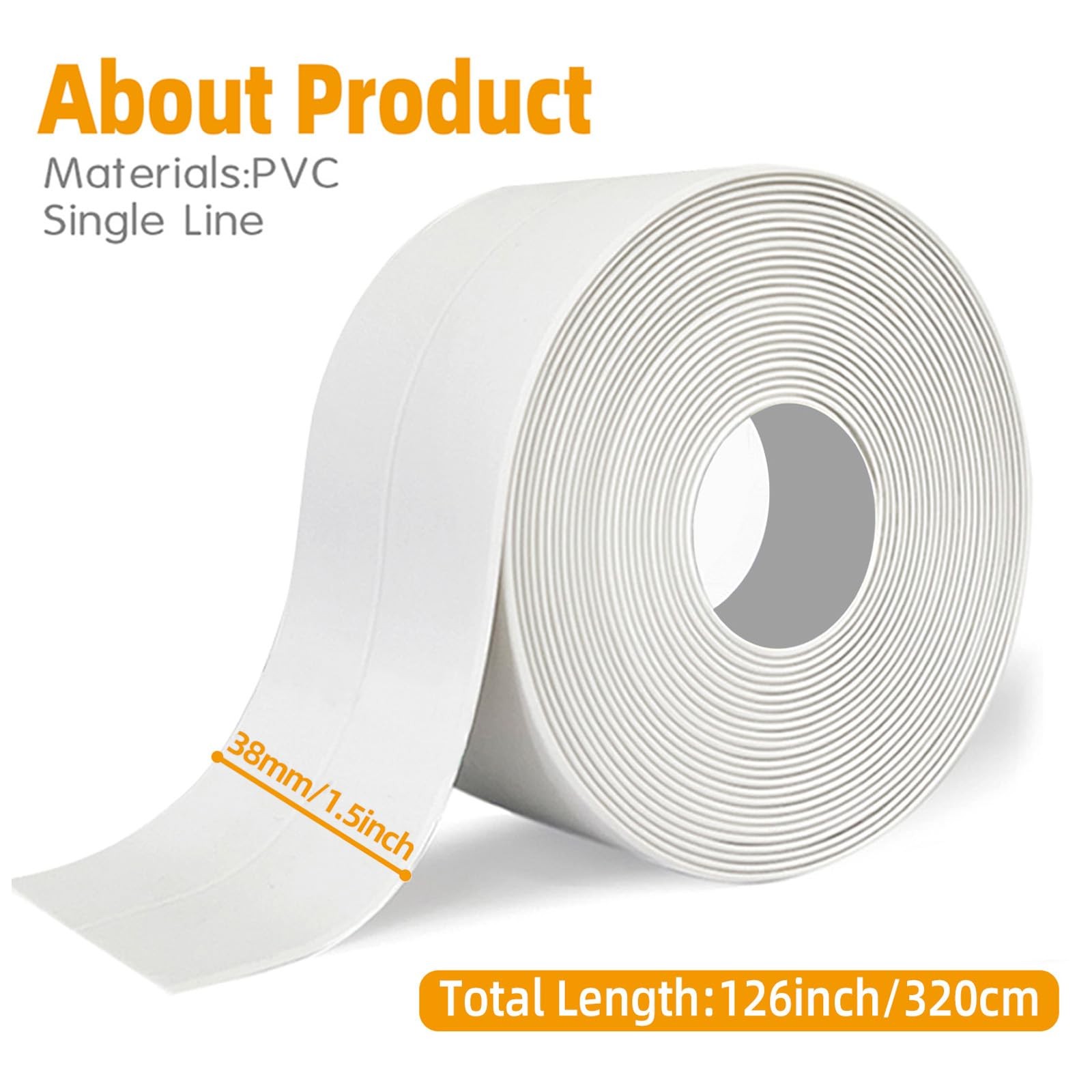 Caulk Tape – Waterproof Self-Adhesive Caulking Tape 1.5″ x 10.5Ft for Toilet …