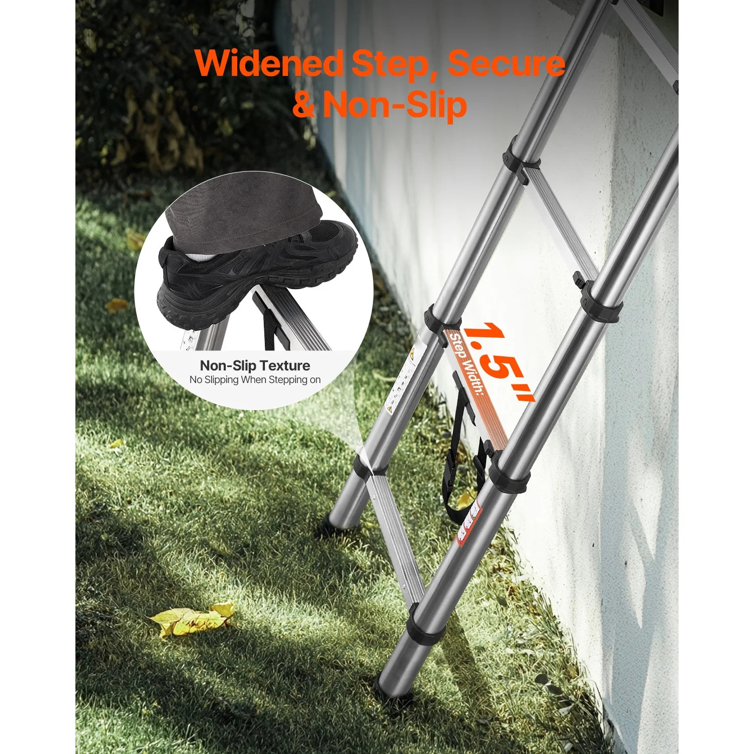 Portable 9-Step Retractable Telescopic Ladder for Home RV Loft Daily Use