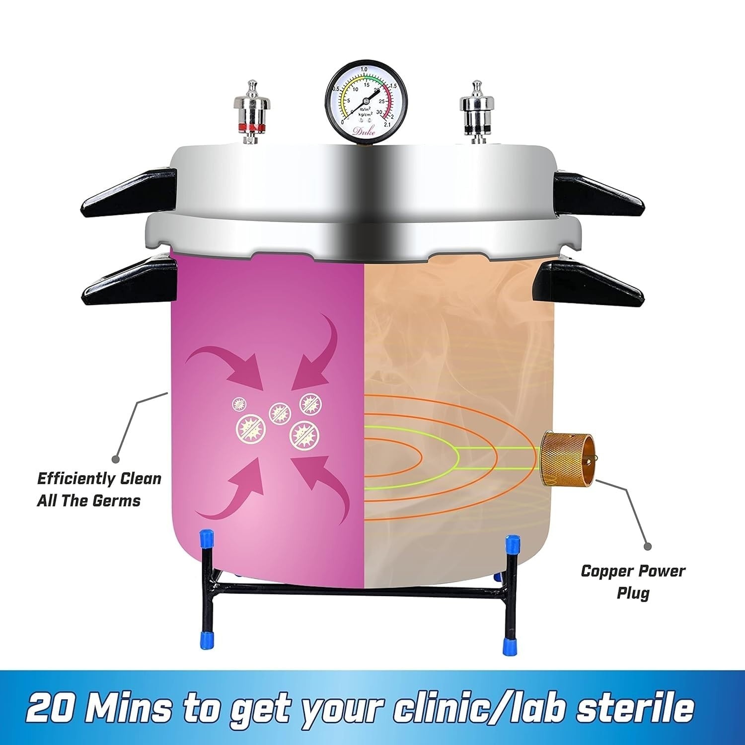 39L Heavy-Duty Medical Autoclave Sterilizer with Timer | Copper Heating Element