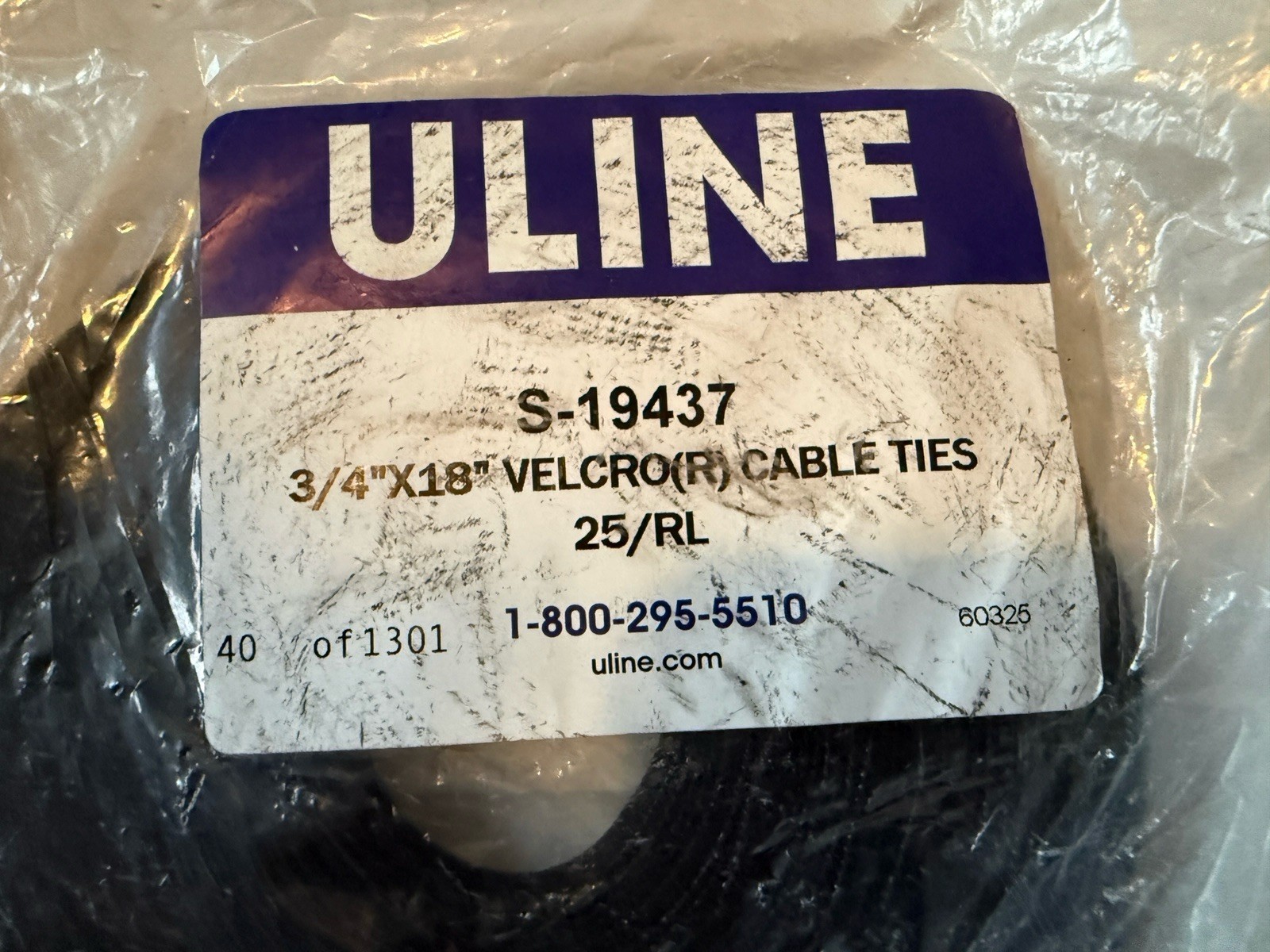 Velcro Brand One-Wrap Strap 3/4″ x 18″ Hook & Loop Cable Ties Black 25 Roll NEW