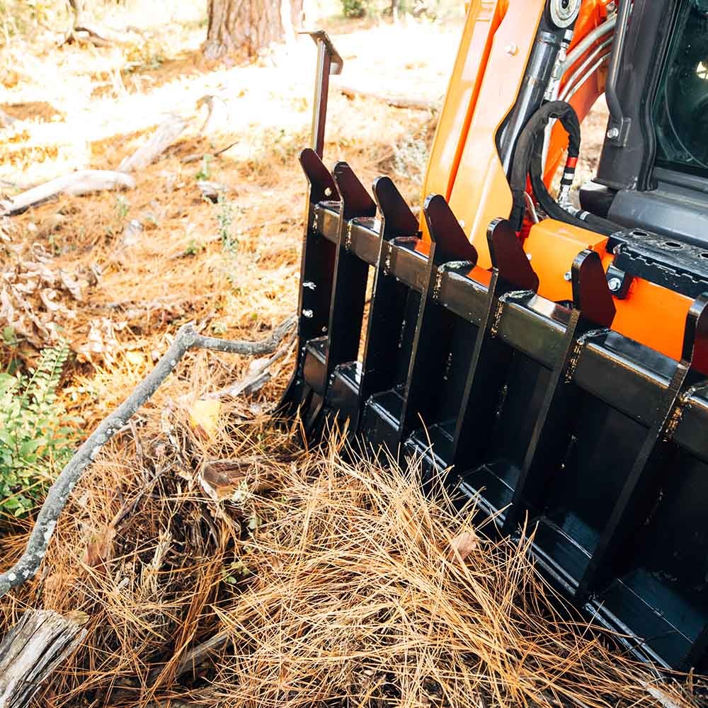 Titan Attachments Skid Steer Root Rake Attachment 84in Wide, Quick Tach