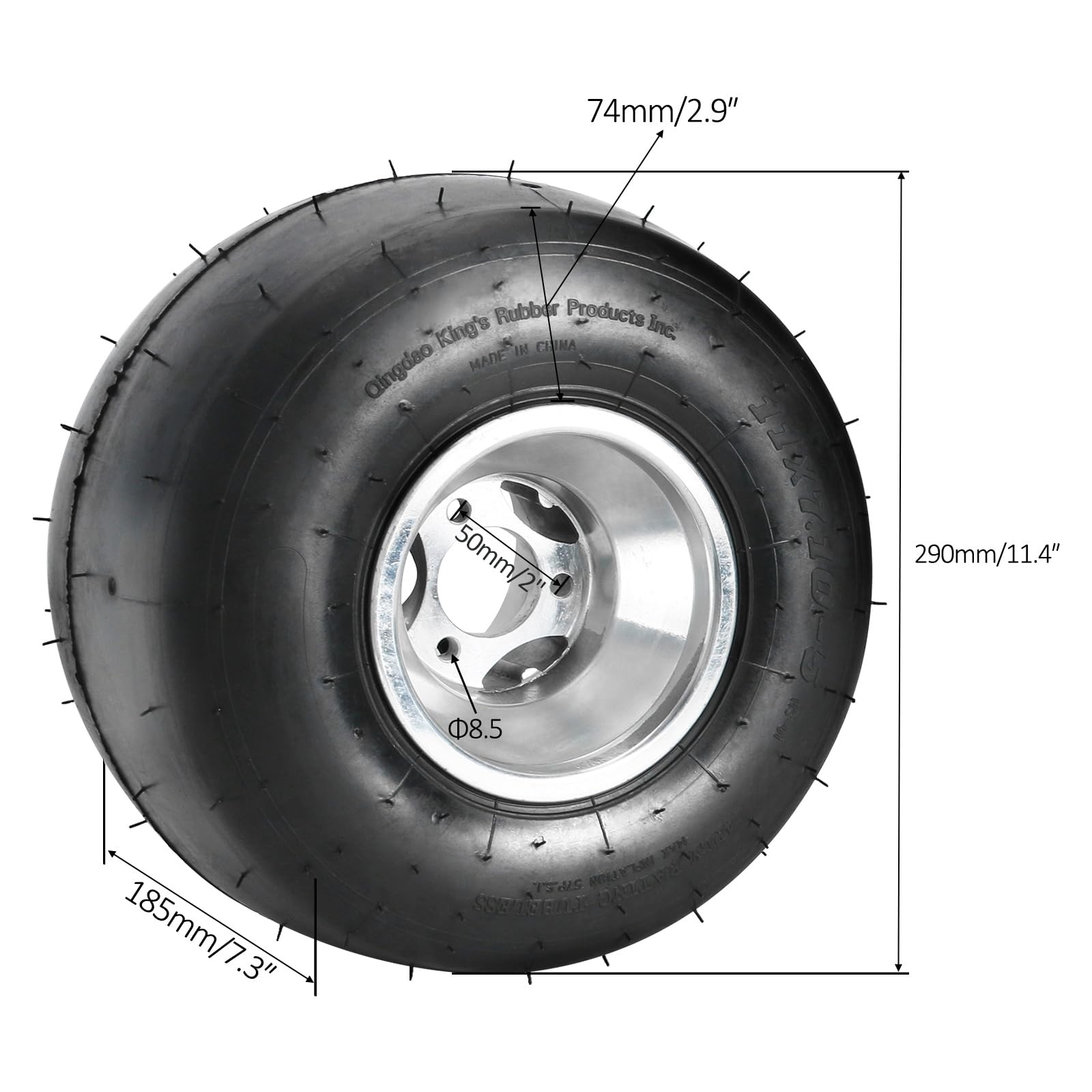 5-Inch Go Kart Wheels 11×7.10-5 2-Pack Rear Aluminum Alloy Rims Rubber Tires