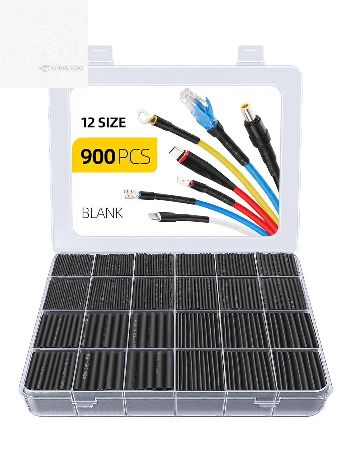 900 Pcs Heat Shrink Tubing Kit 2:1 Marine Grade Electrical Wire Wrap 12 Sizes