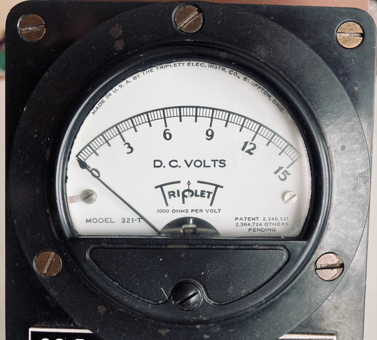 Triplett 321-T 0-15 VDC used as a 10-100 mA Test Meter – Vintage – Not Tested