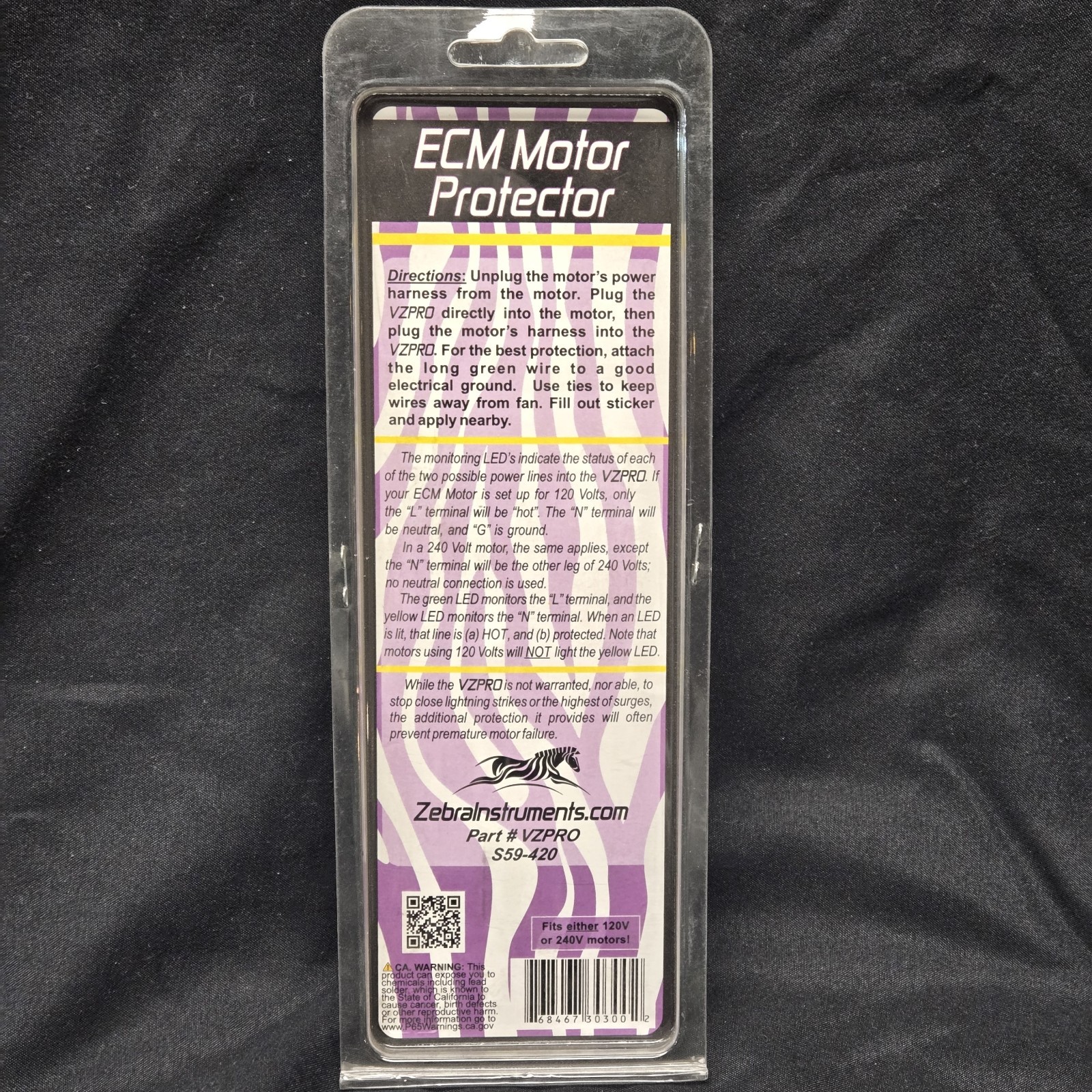 Zebra Instruments VZPRO ECM Motor Protector S59‑420 Surge Protection S59420 NEW