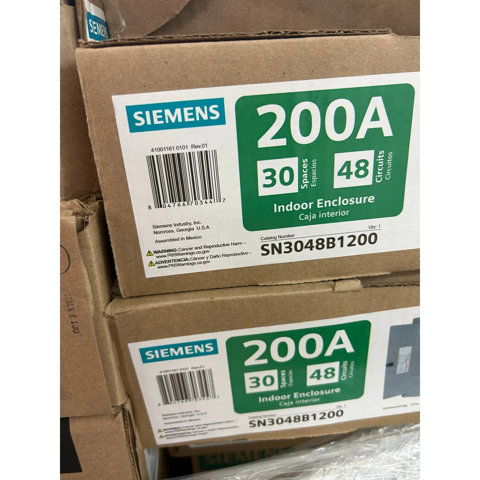 New Siemens 200A 30 Space 48 Circuit Main Breaker Indoor Electric Load Panel