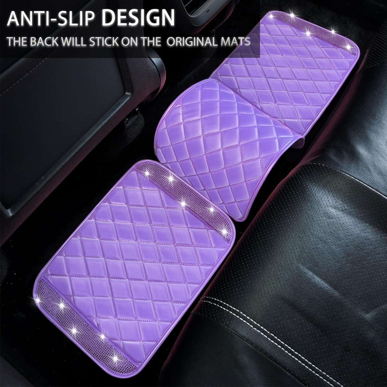 Nbtepem Bling Leather Car Floor Mats Full Set Sparkly Diamond Car Mats