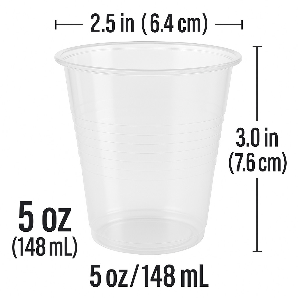 Metro Source 5 oz Clear Plastic Cups 2400 Ct | Disposable Drinkware for Parties