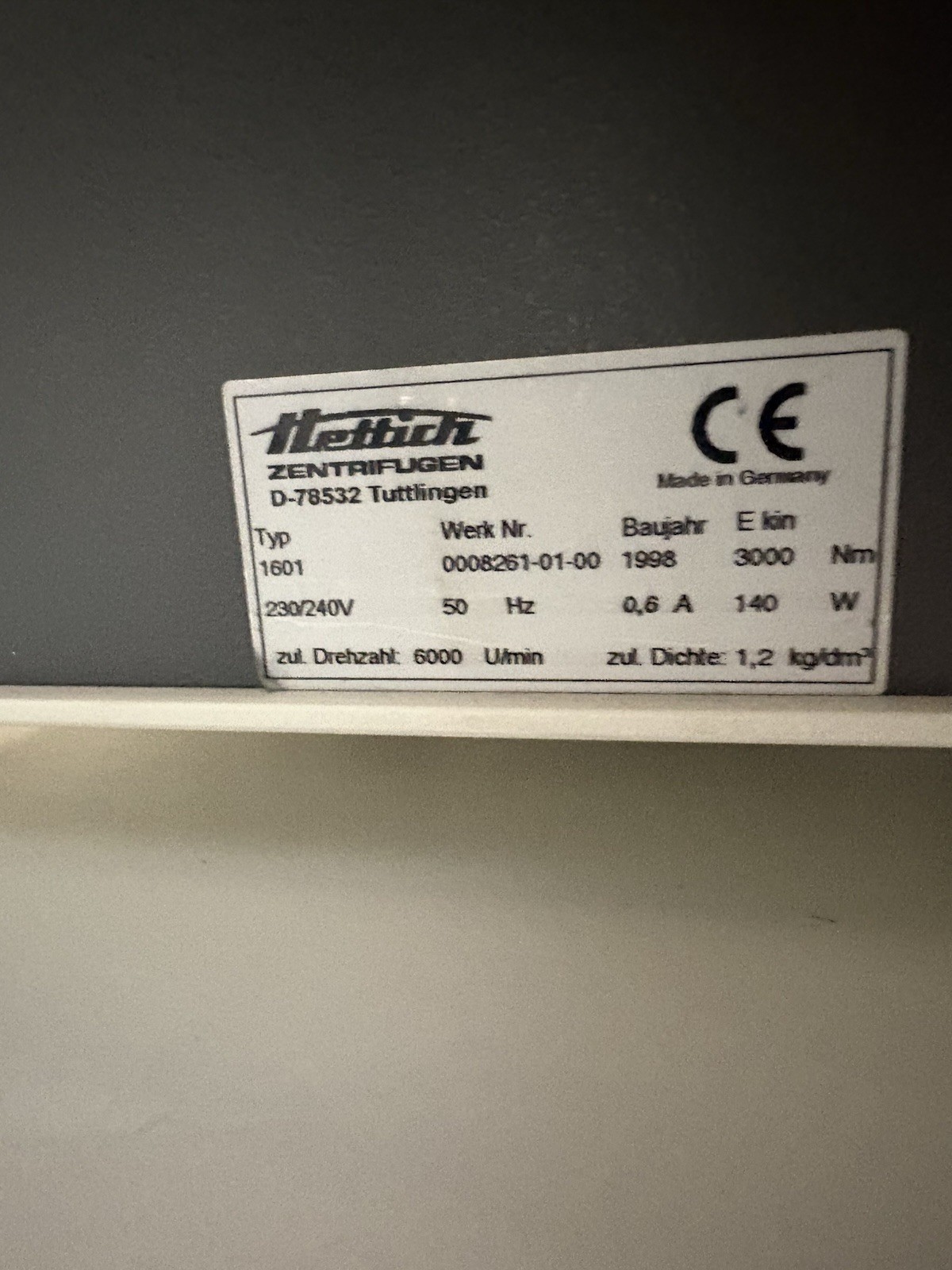 Hettich Universal 16A 1601 Laboratory Centrifuge Centrifuge Laboratory Equipment