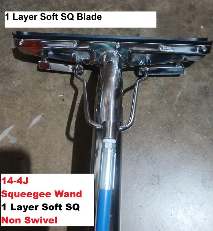 14″ 4J S-BEND Hard Surface Tile & Grout Blk 1 layer Squeegee WAND Floor Scrubber