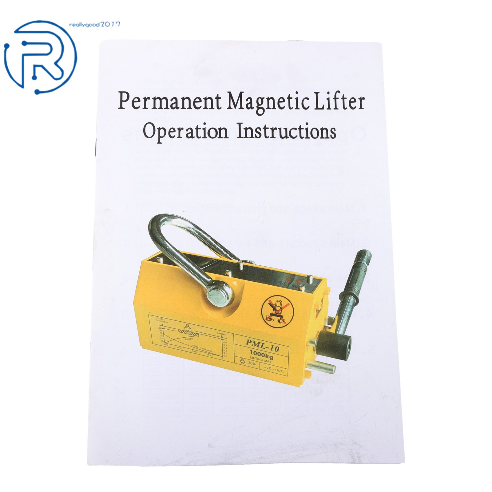 Heavy Duty Magnetic Lifter, 2200lbs/1000kg Pulling Capacity, 2 Safety Factor