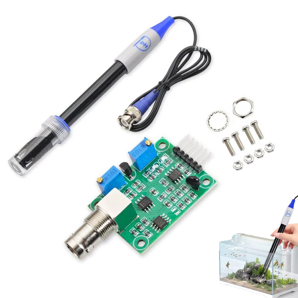 Liquid PH 0-14 Value Detect Sensor Module + PH Electrode Probe BNC for Arduino