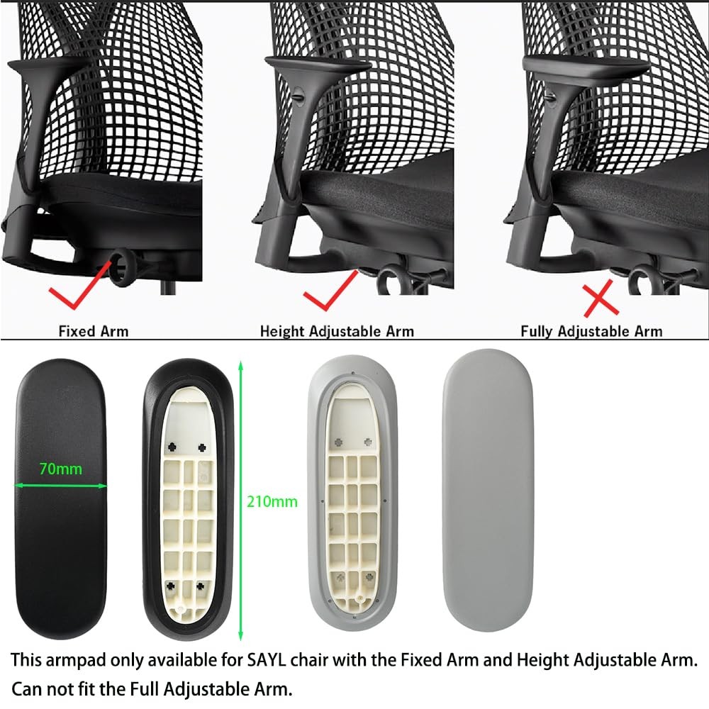 Arm Pads Caps Replacement for Fixed Height Adjustable Armrest Sayl Office Chair