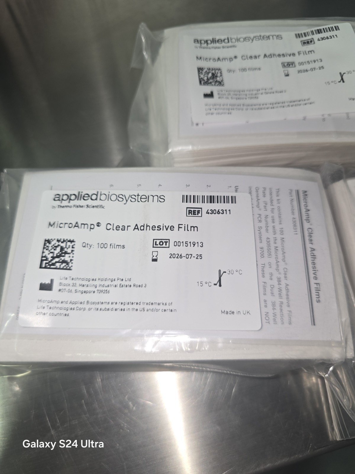 Lot of 3 Applied Biosystems MicroAmp Clear Adhesive Films – 100 Films Each – PCR