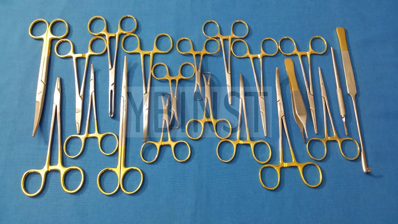 SET OF 20 PCS GOLD HANDLE T/C FELINE SPAY PACK SURGICAL INSTRUMENTS KIT