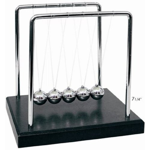 Newton’s Cradle with 1 Inch Balance Balls and 7.25″ x 4.6″ Black Wooden Base