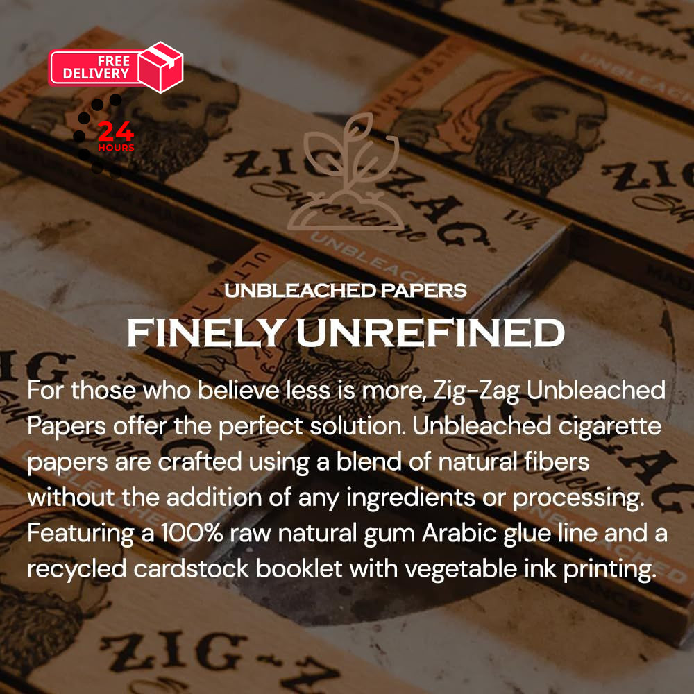 ZIG-ZAG Rolling Papers 1¼ Unbleached (6 Booklets) – 50 78 millimeters, Brown