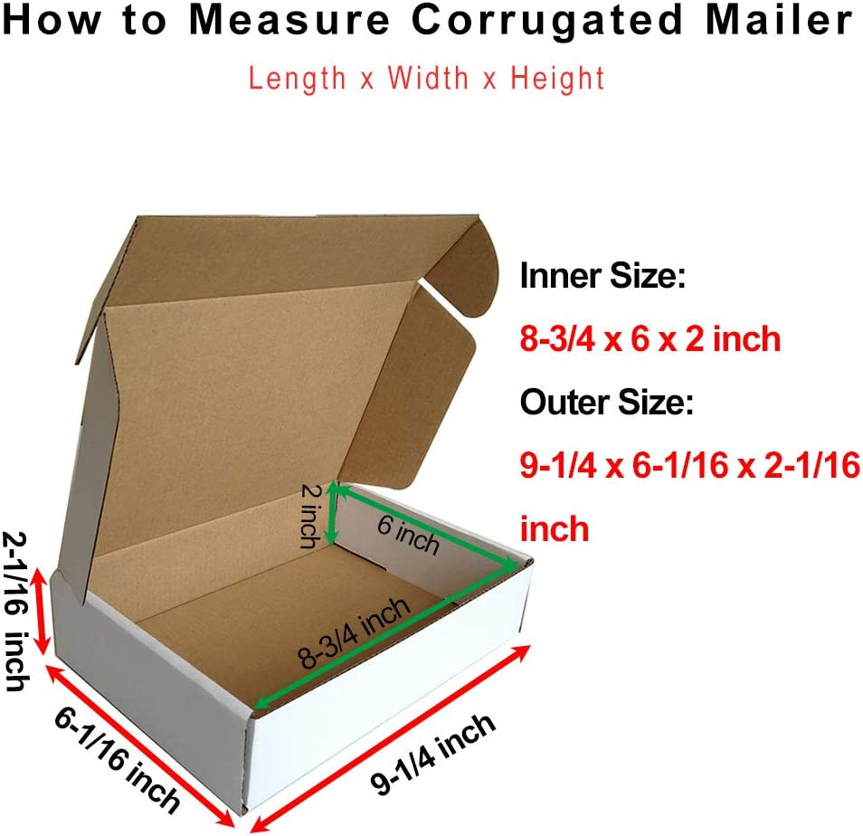 CH-BOX 50 Pack of 7x6x2»(Inner Size) Corrugated Mailers,Cardboard Shipping Boxe