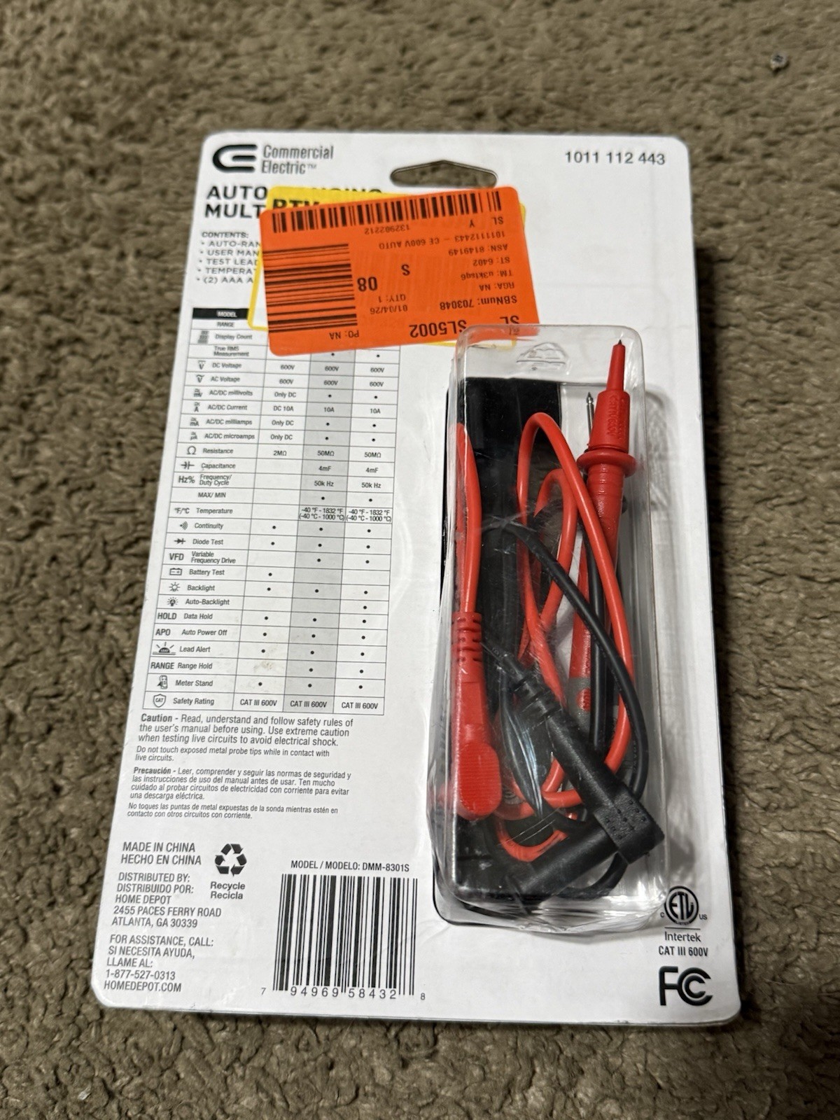Commercial Electric 600V True RMS Auto Ranging Digital Multimeter TESTED A+