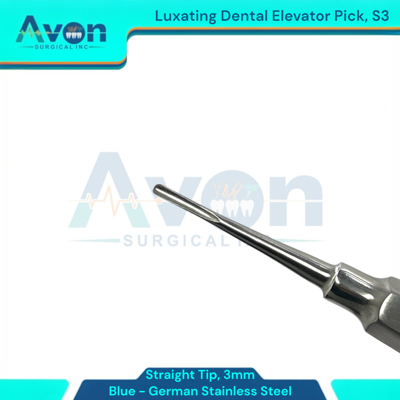 Dental Tooth Extraction Luxating Elevators, 1.5mm to 5mm, STR, German Steel(5PK)