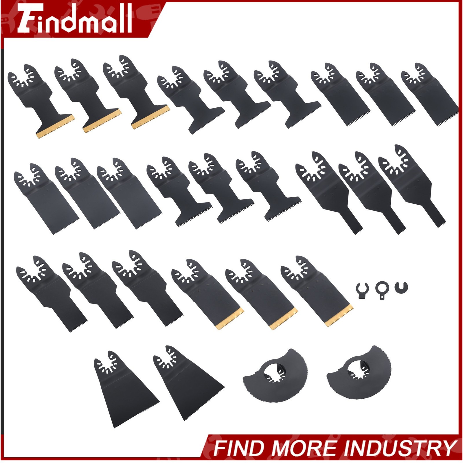 Findmall 31Pcs Titanium & High Carbon Steel Multitool Oscillating Saw Blades