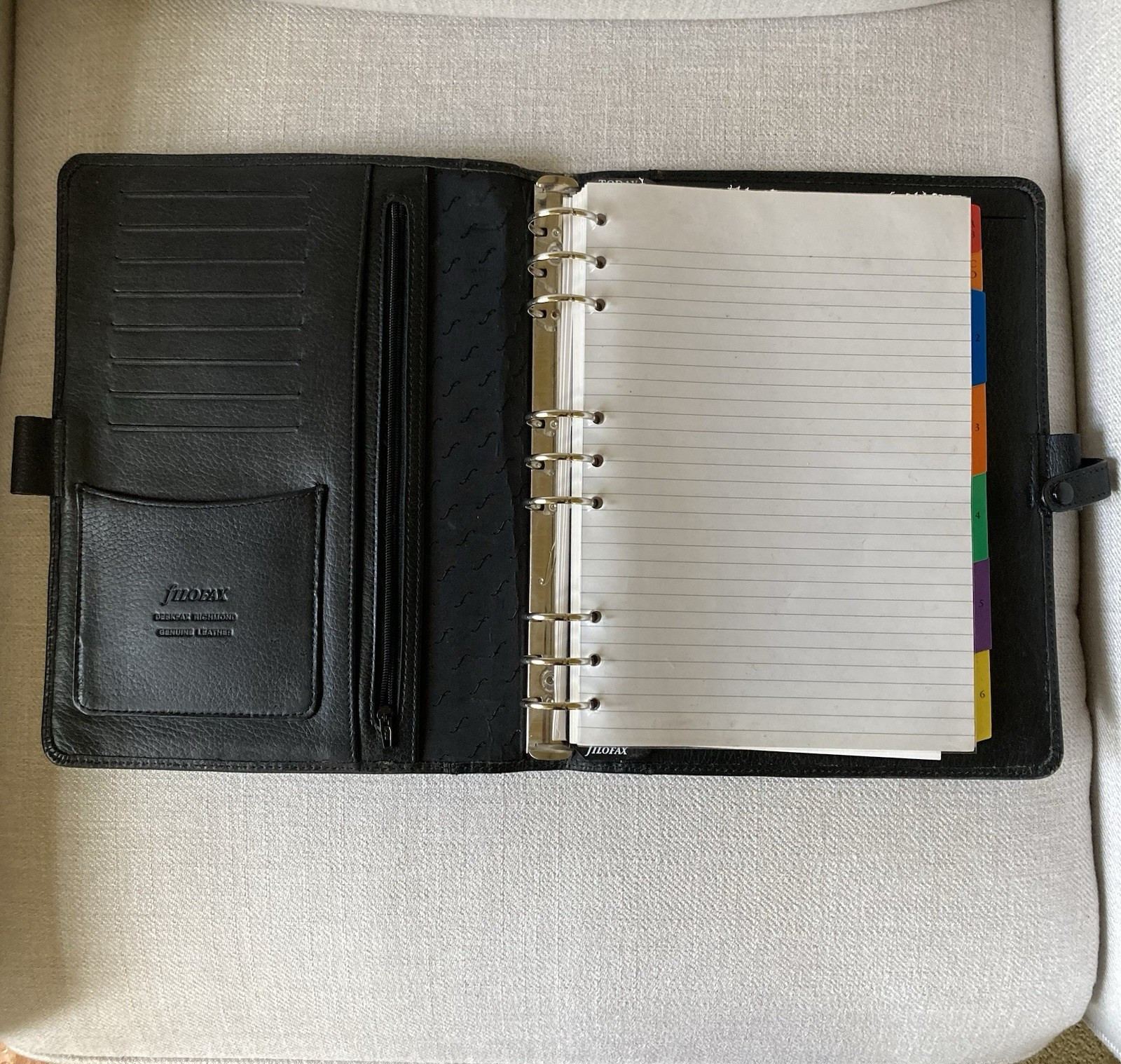 Filofax Richmond A5 Organizer Black Leather 1996 England Personal Planner Vintag