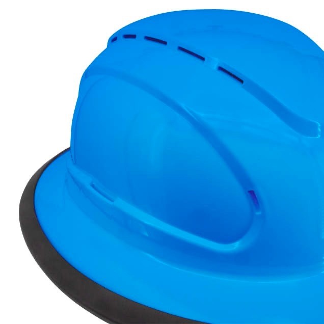 HD Blue Full Brim Hard Hat with 6 Point Suspension With Chin Strap