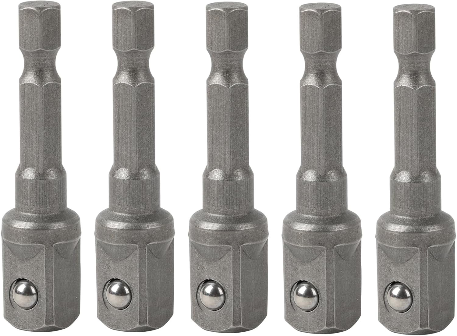 5pcs Hex Shank to Square Drive Socket Adapters Impact Socket Set with 1/4 to 3/8