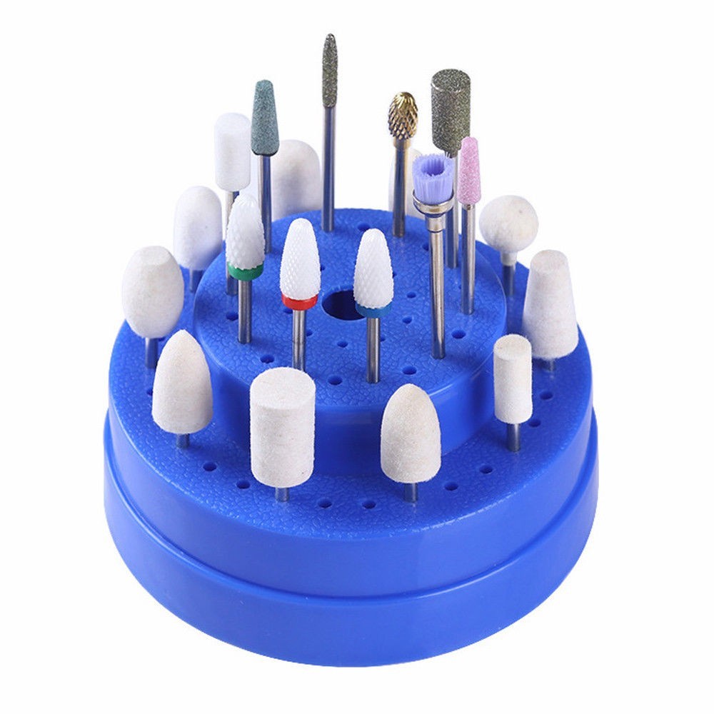 Round Dental Bur Block Holder Station with Lid – Plastic Holds 60 Burs HP RA FG