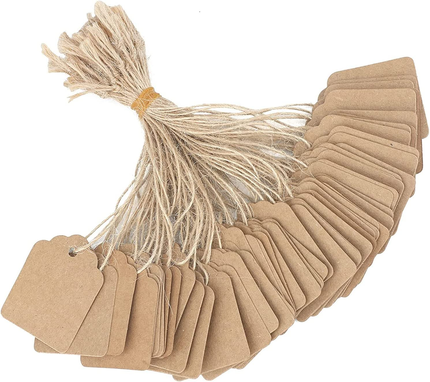 1000Pcs Price Tags with String Attached, 1.4X1.8 in Kraft Paper Hangtags, Price
