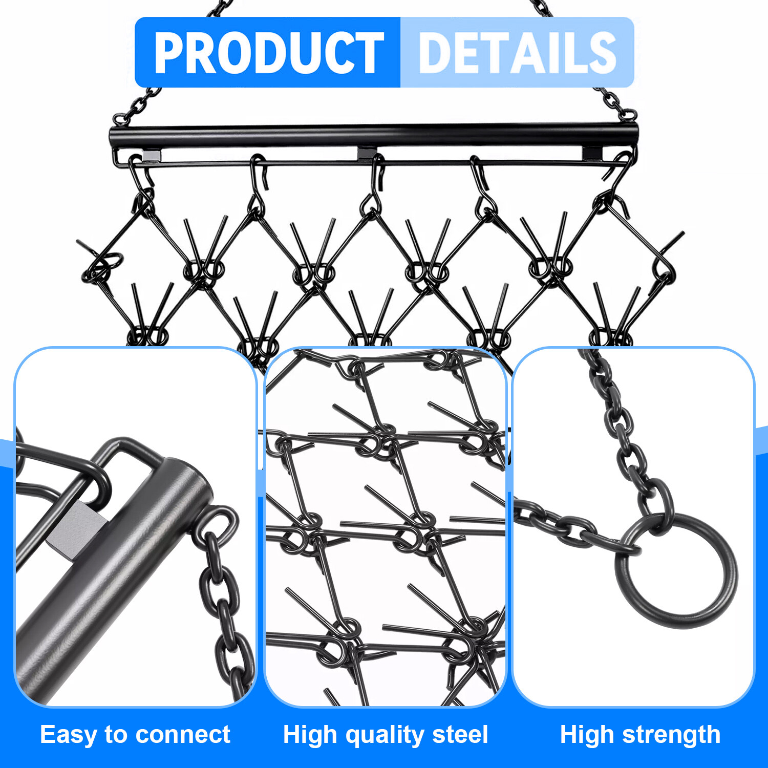 Steel Drag Harrow 4X4FT Heavy Duty Chain For ATV UTV Tractor Leveling Grading