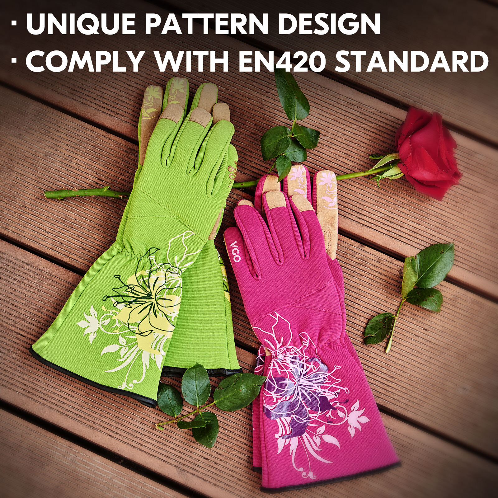 Vgo 1Pair Synthetic Leather Gardening Gloves, Washable Work Gloves (SL7445)