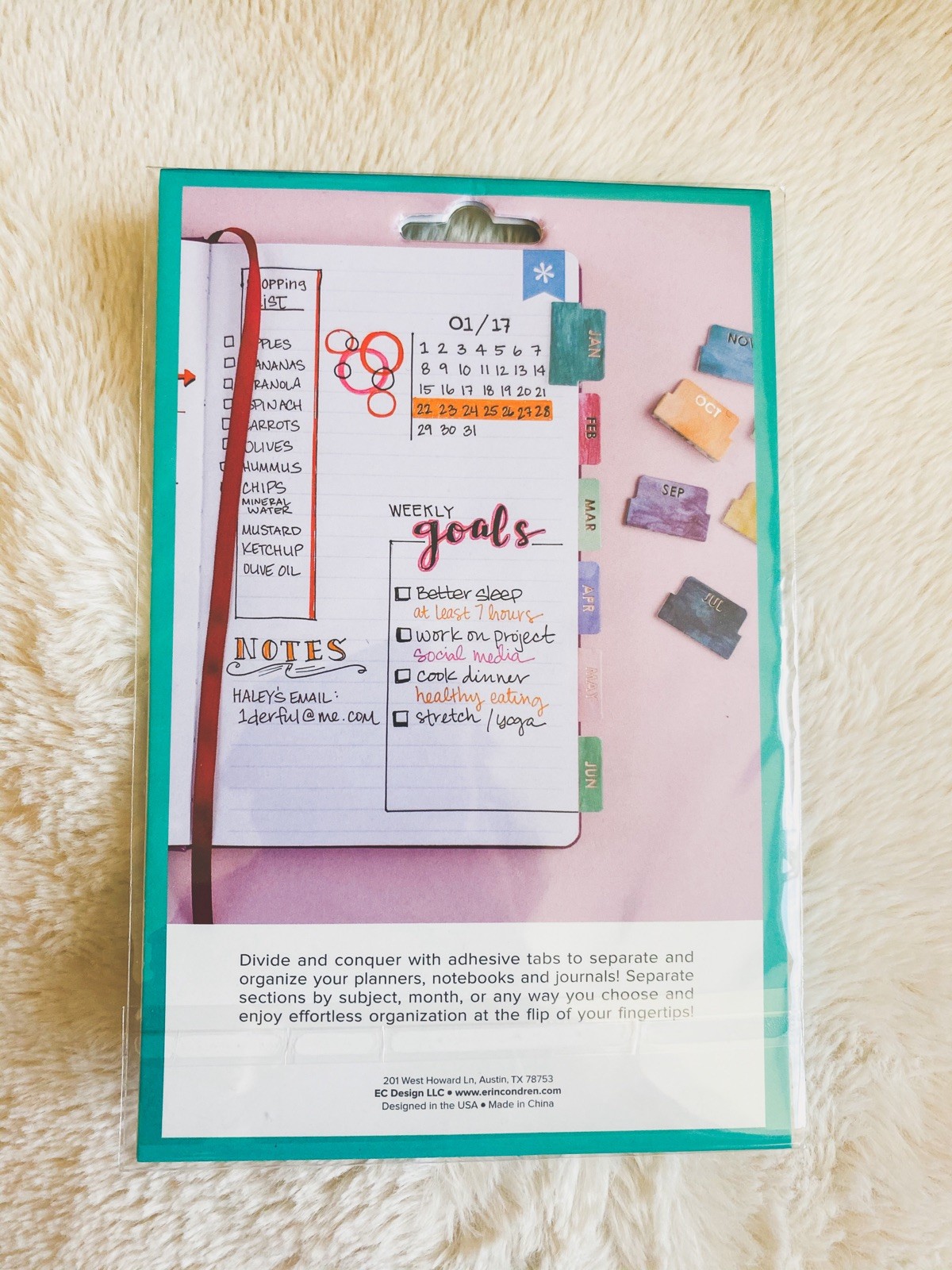 NEW Erin Condren (12) Colorful Monthly Adhesive Tabs planner accessory