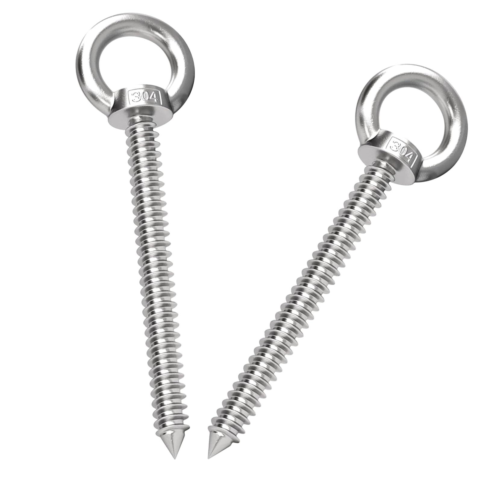 2 Pack 5.6-Inch M10 Heavy Duty Eye Hooks, 304 Stainless Steel, 1000LBS, Hammock