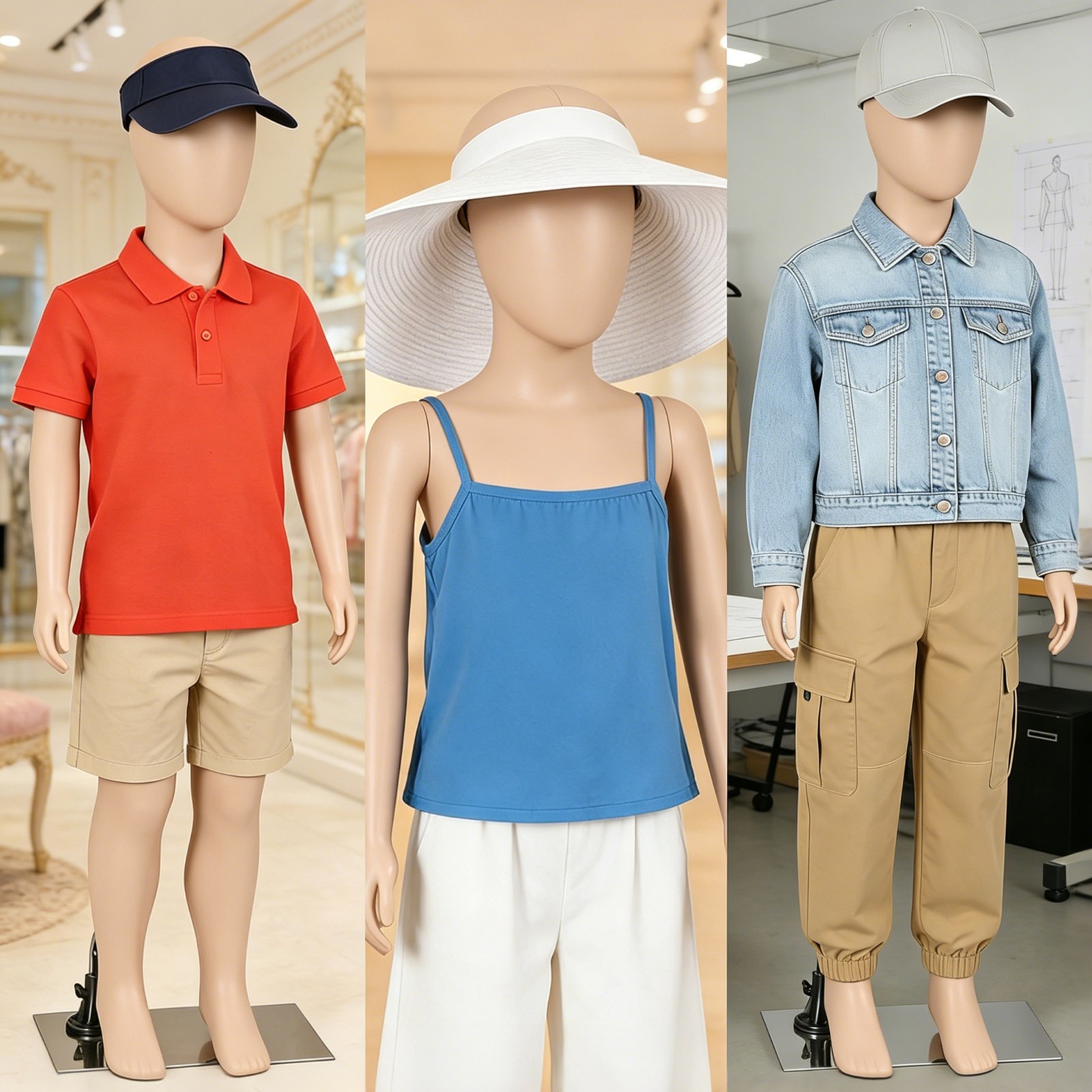 Detachable Kids Mannequin 360° Head Child Dress Form for Clothing Shop Nude