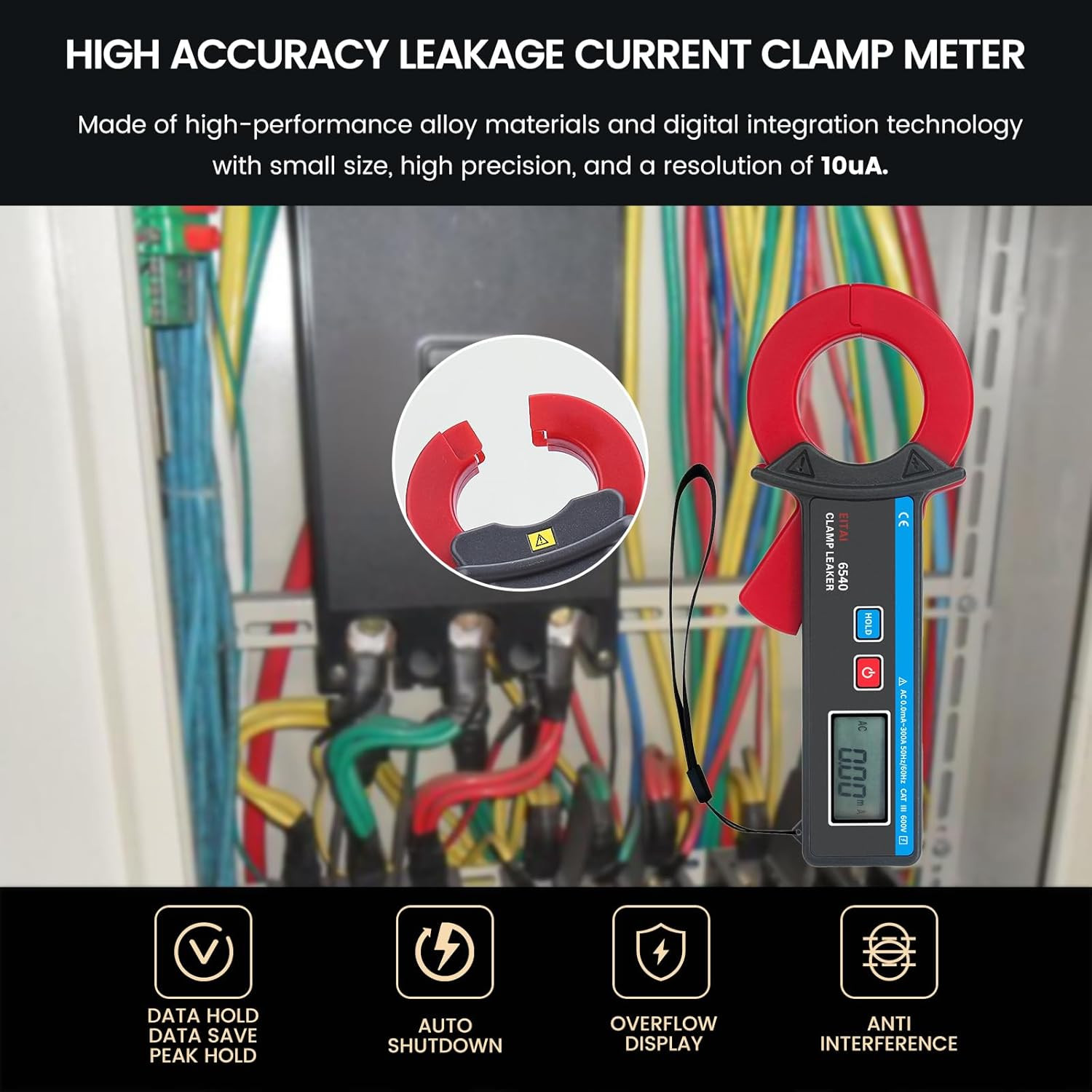 High Precision 6540 Low Current Clamp Meter, 10µA Resolution, 300A Max