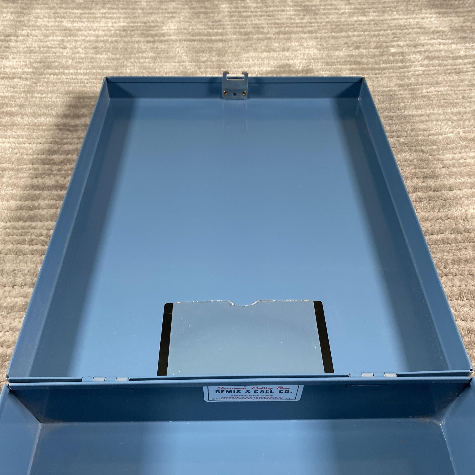 Vintage Bemis & Call Sesamee Policy Box Blue Steel Combination Lock Box Bankers