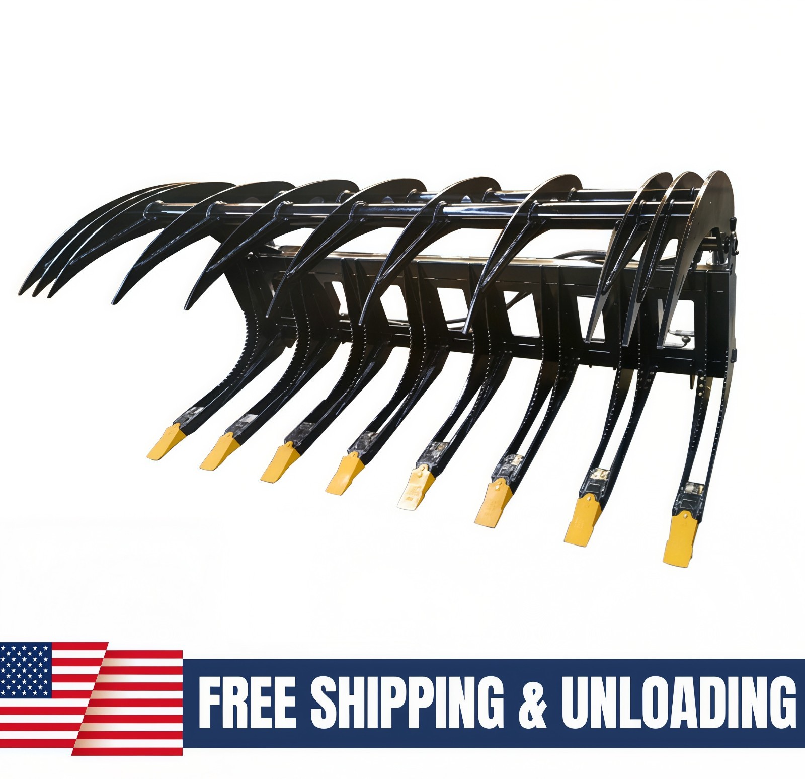 72in Root Rake Skid Steer Grapple Attachment Fits Bobcat Skid Steer Quick Attach