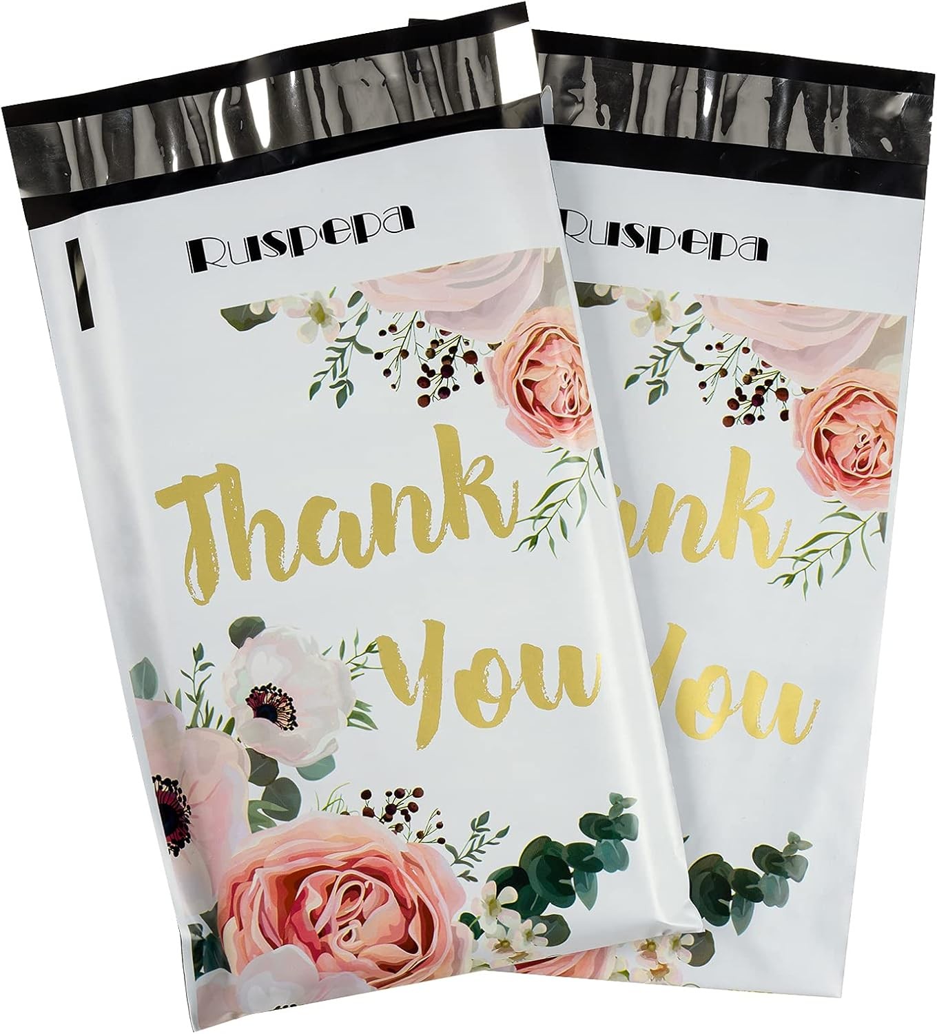 RUSPEPA 6×9 inches Poly Mailers Shipping Bags Thank You Notes Flowers Surrounde
